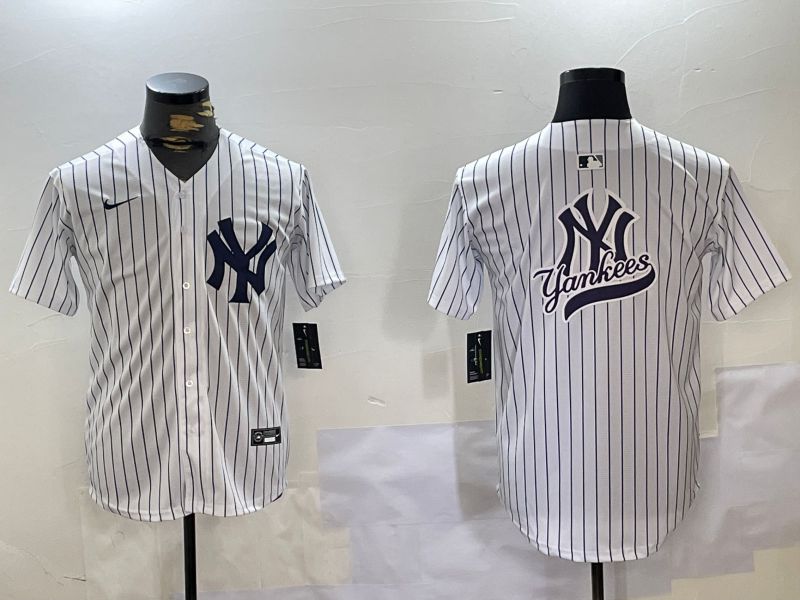 Men New York Yankees Blank White stripe Game 2024 Nike MLB Jersey style 102729